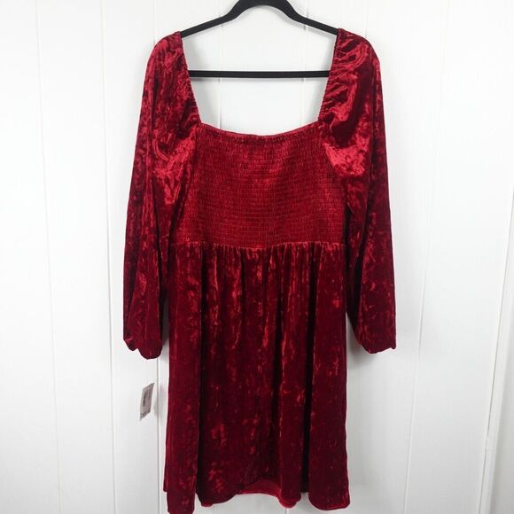 Bar III Womens Red Velvet Fit & Flare Dress X-Large - Picture 8 of 12